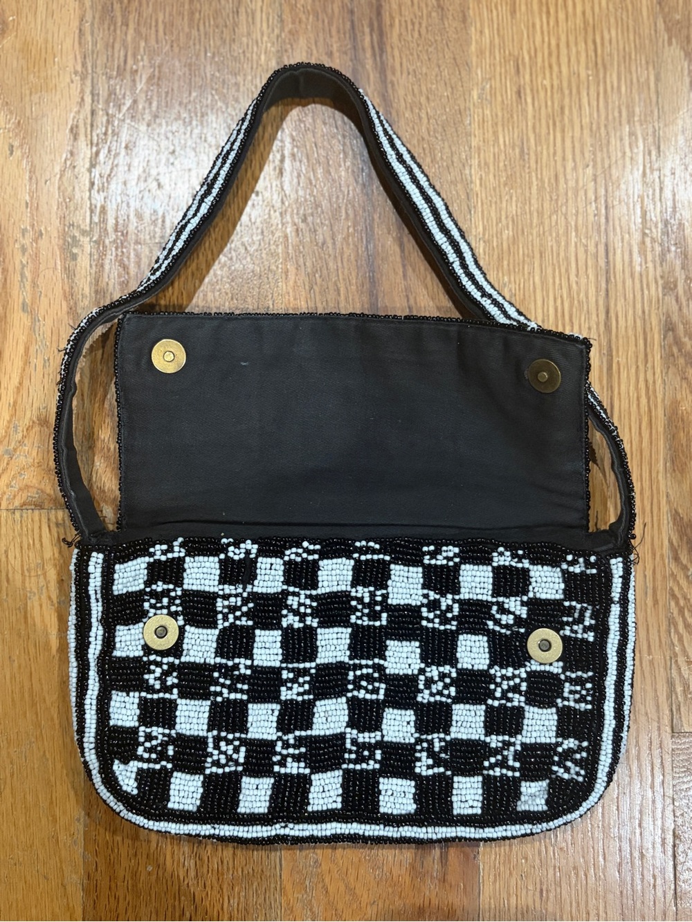 ANTHROPOLOGIE Black & White Beaded Shoulder Bag - Picture 7 of 12